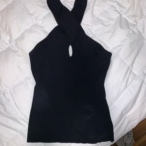 Cross neck key hole top